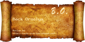 Beck Orsolya névjegykártya